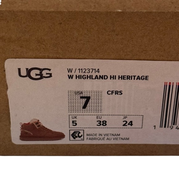 UGG Women Highland Hi Heritage Sneakers Chestnut Fiery Red Size 7 Boots - Picture 10 of 10